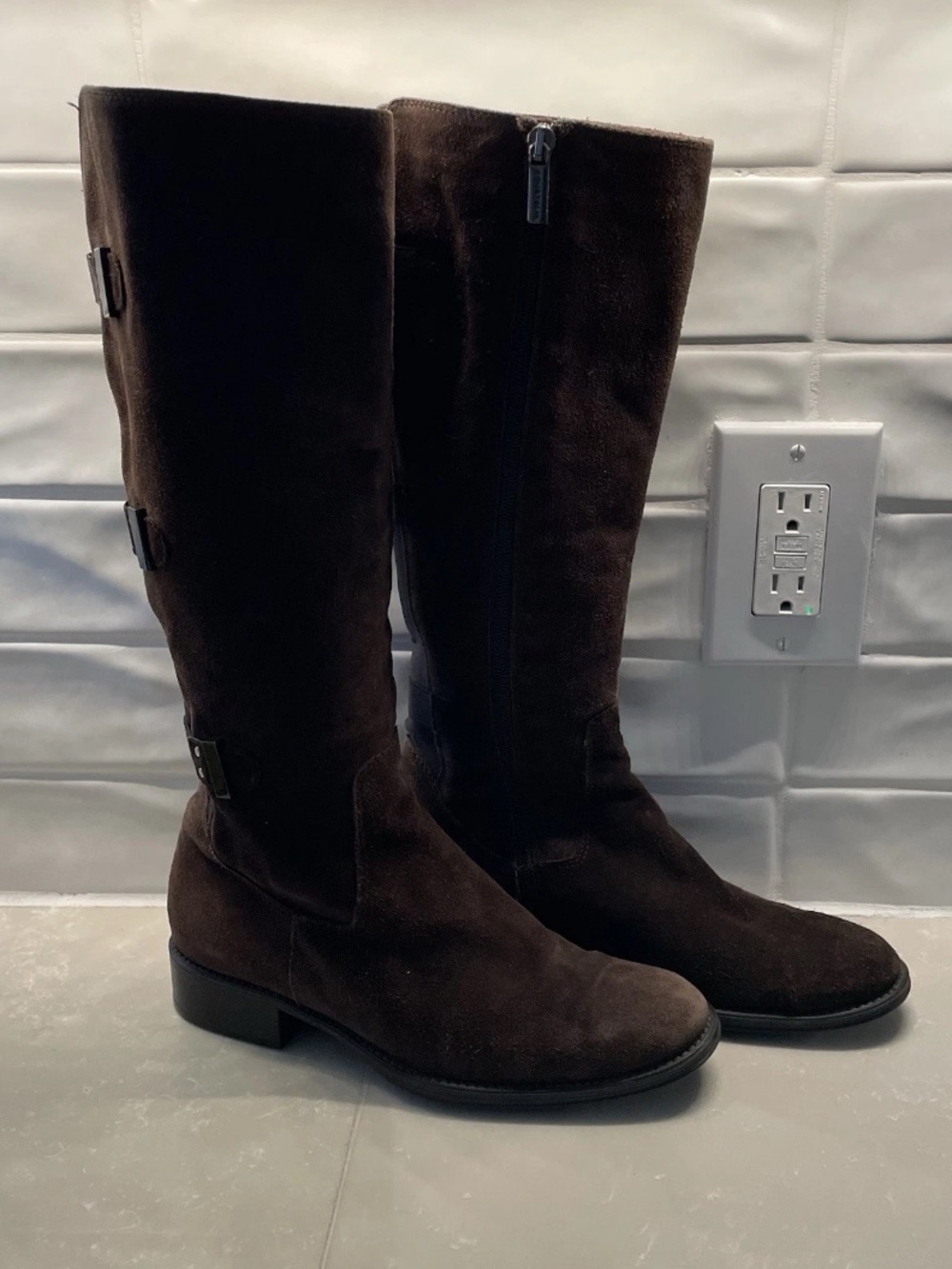 Aquatalia Women's Over-the-Knee Suede Boots in Dark Brown